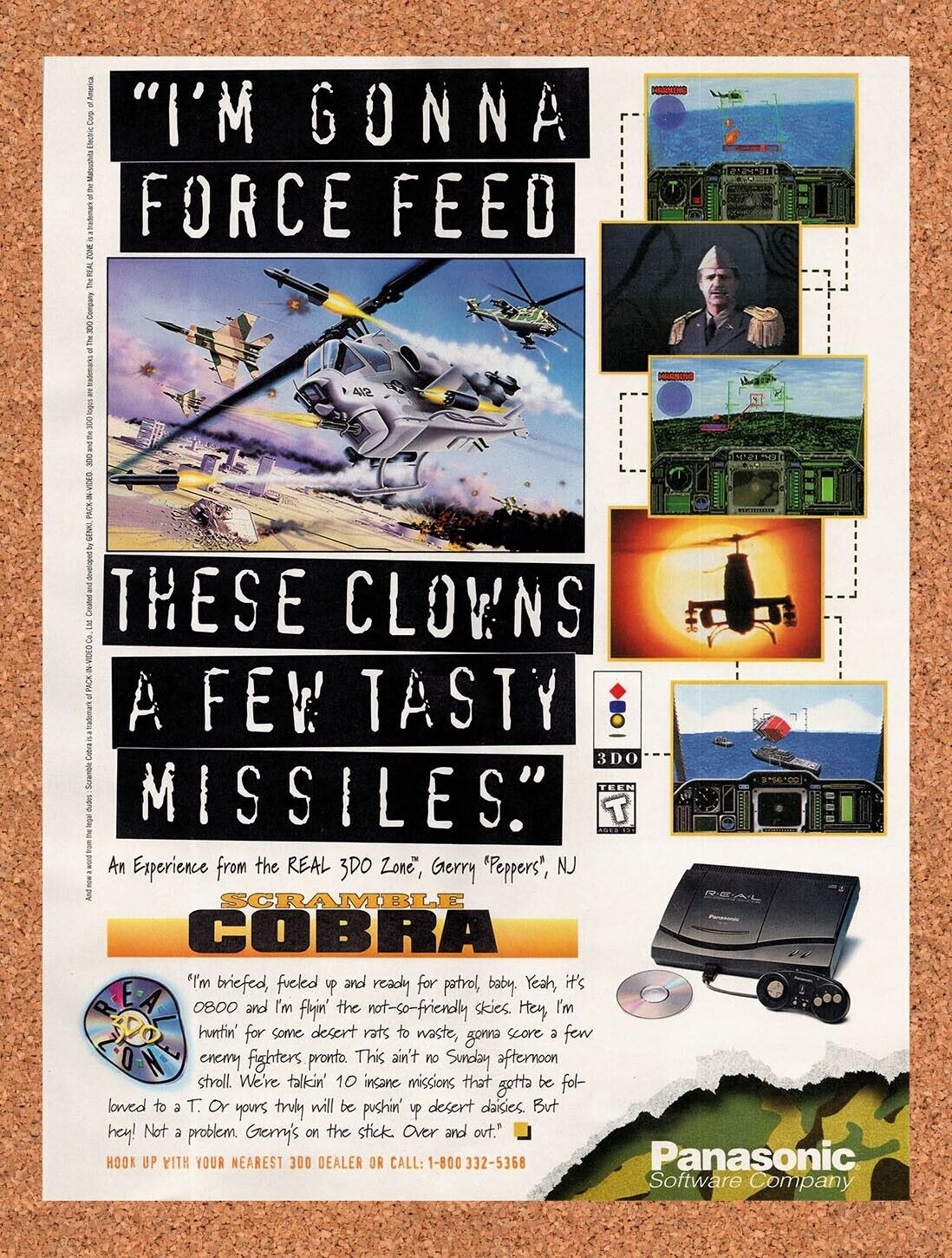 1995 Scramble Cobra 3DO Original Advertisement / Retro Wall Art v1