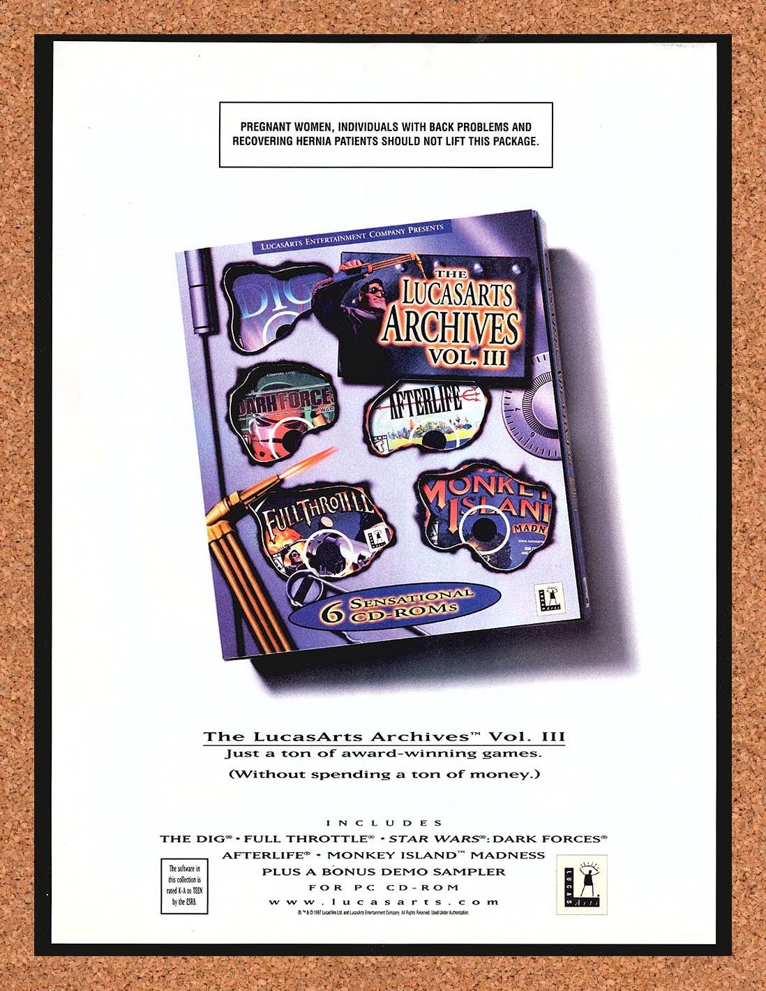 1997 LucasArts PC Games Original Advertisement / Retro Promo v1