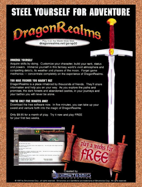 1997 DragonRealms PC Original Advertisement / Retro Promo v1
