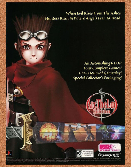 Arc The Lad Collection PS1 Original 2001 Ad Authentic Video Game Promo Art v1