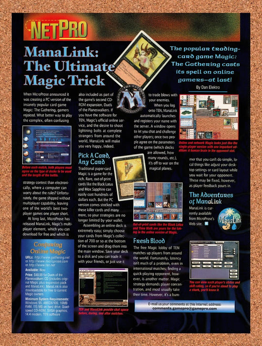 1997 Magic The Gathering Online PC Original Advertisement / Retro Wall Art v8