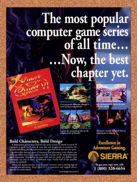 1992 King's Quest VI Heir Today Gone Tomorrow PC Original Ad / Promo v2