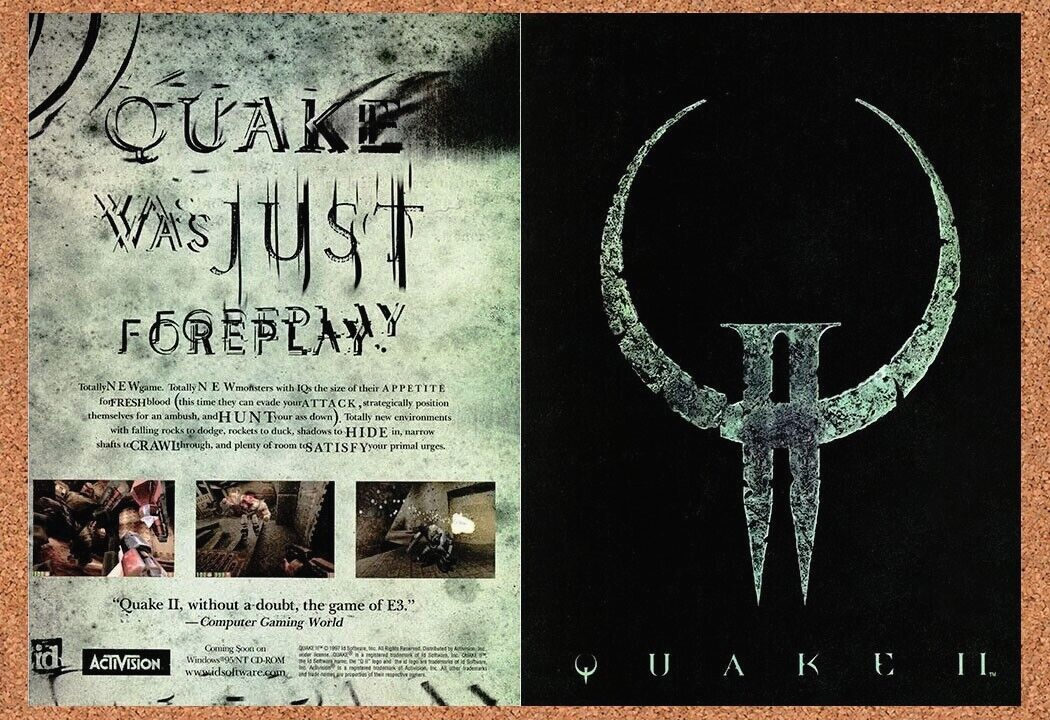 Quake 2 PC II Original 1997 Ad Authentic Windows Video Game Promo