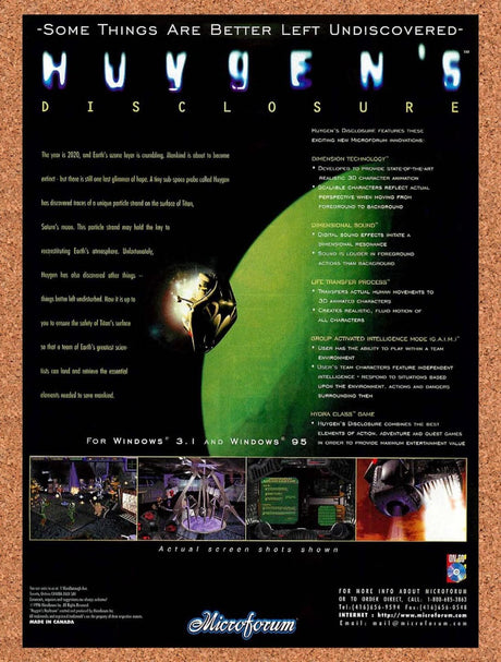 1996 Huygen's Disclosure PC Original Advertisement / Retro Promo v4