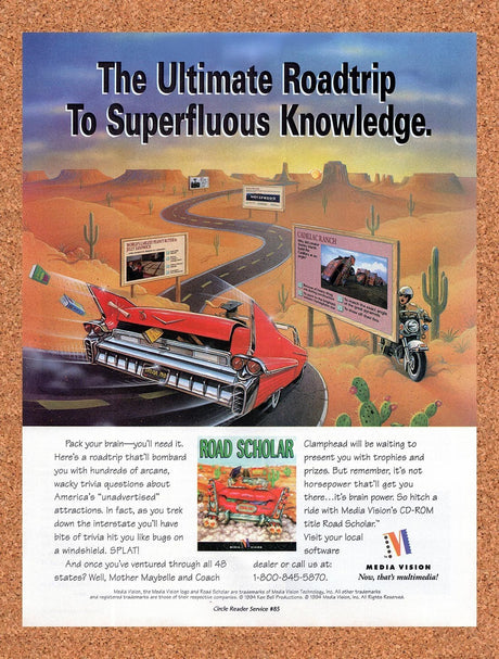 1994 Road Scholar PC Original Advertisement / Retro Promo v1