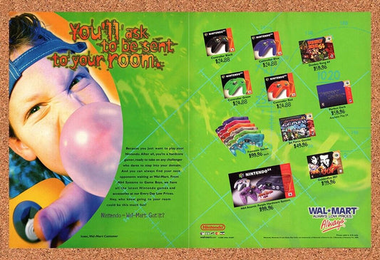 1999 Nintendo 64 Wal-Mart Original Advertisement / Retro Wall Art v2