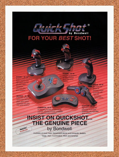 1991 Bondwell Commodore Controller Accessories Original Ad / Retro Wall Art v1
