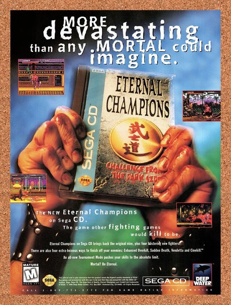 1995 Eternal Champions Sega CD Original Advertisement / Retro Wall Art v4