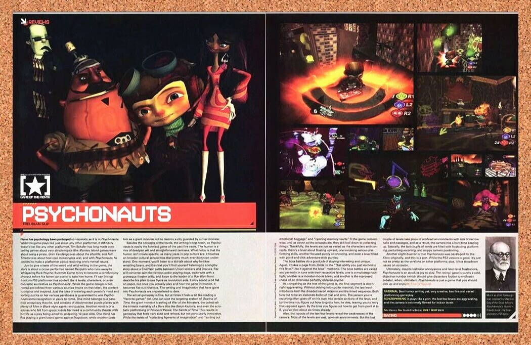 Psychonauts PS2 Original 2007 Ad Authentic Double Fine Sony Video Game Promo v1