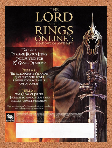 2007 Lord Of The Rings Online Shadows Of Angmar PC Original Ad / Promo v4