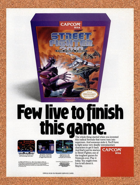 1990 Street Fighter 2010 The Final Fight NES Original Advertisement / Promo v1