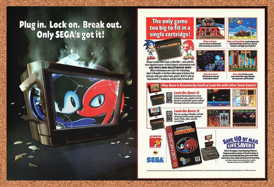 Sonic & Knuckles Sega Original 1993 Ad Authentic Lifesavers Video Game Rebate 1