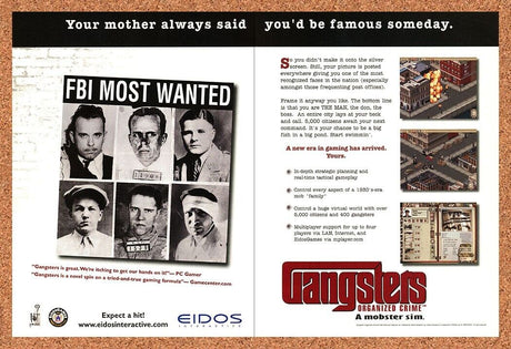 Gangsters Organized Crime PC Original 2001 Ad Authentic Video Game Promo v1