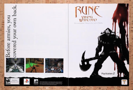 2001 Rune Viking Warlord PS2 Original Advertisement / Retro Wall Art v2