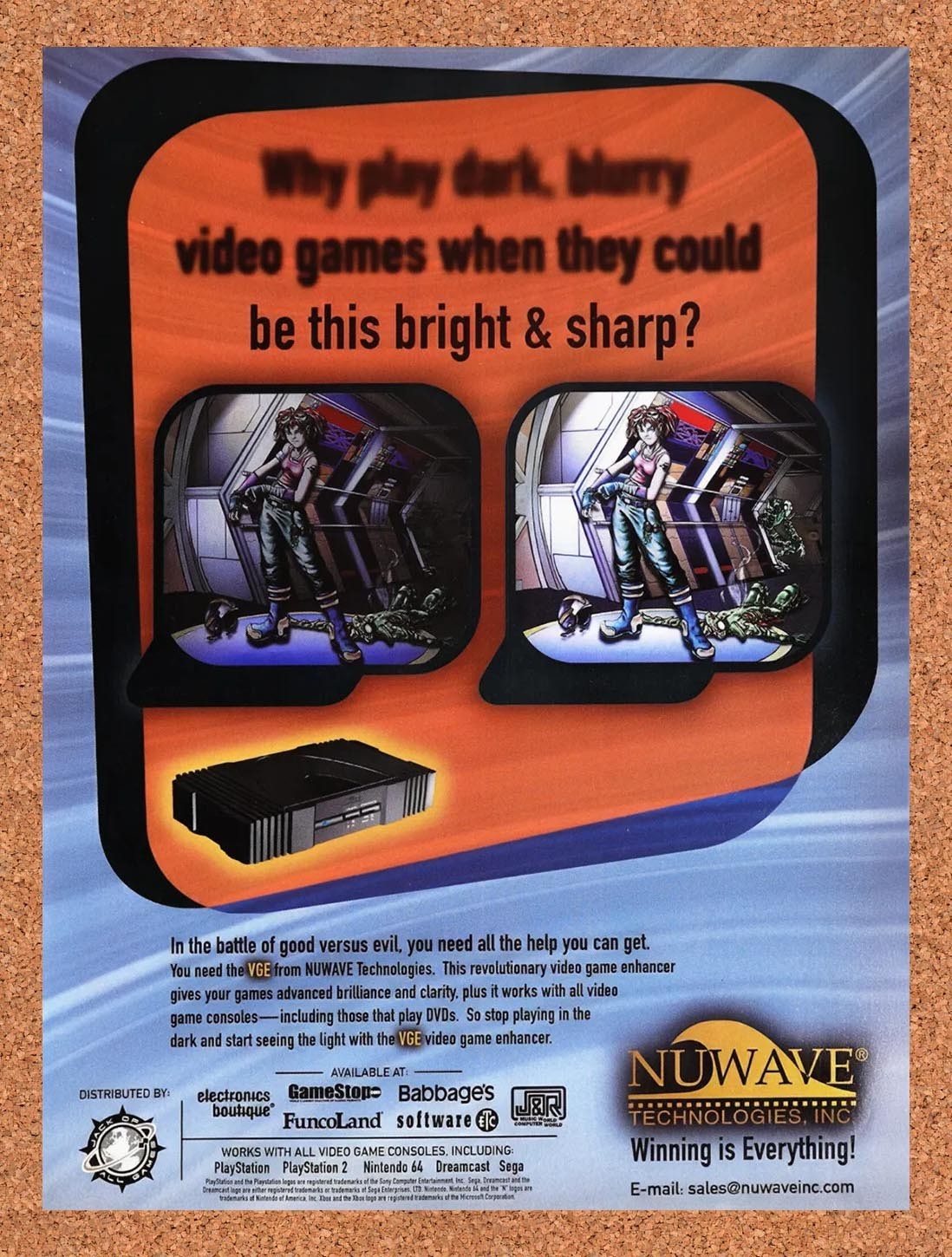 2001 Fear Effect Nuwave VGE Video Game Enhancer Original Ad / Promo v5