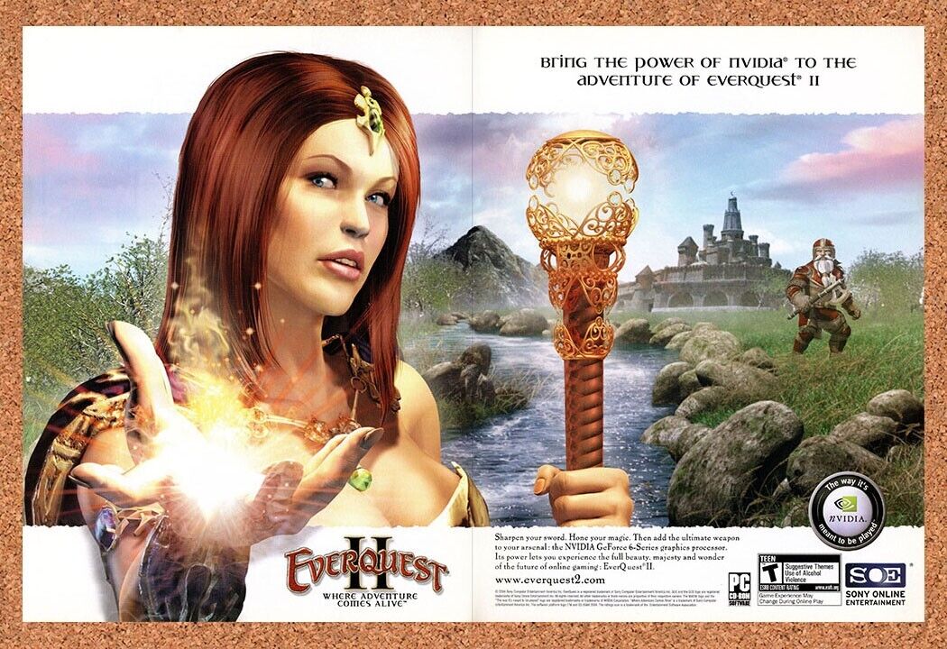 EverQuest II PC Original 2005 Ad Authentic nVidia Graphics Video Game Promo