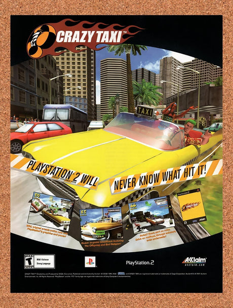 2001 Crazy Taxi PS2 Original Advertisement / Retro Wall Art v1