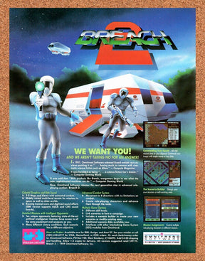 Breach 2 IBM Original 1990 Vintage Ad - Video Game Order Promo