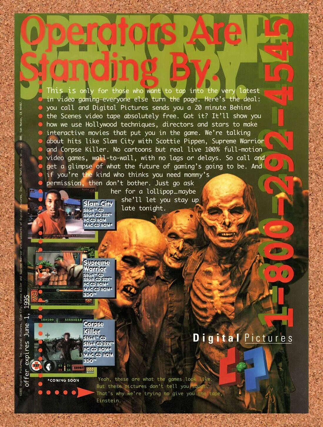 1995 Digital Pictures Sega CD Games Original Ad / Retro Wall Art v2