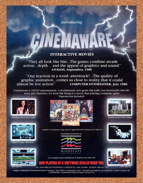 Cinemaware Interactive Video Game Movies Original 1986 Vintage Ad - Promo