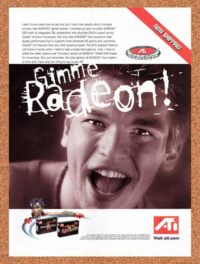 2000 ATI Radeon 64MB DDR Original Advertisement / Retro Wall Art v11