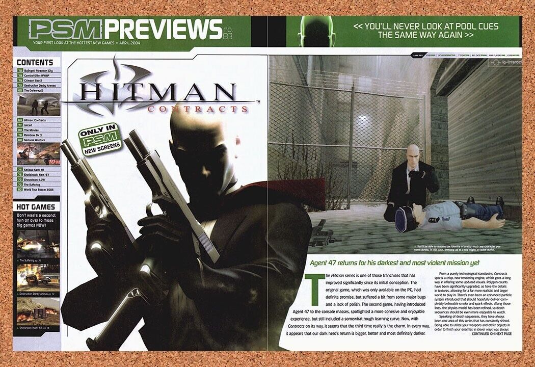 Original 2003 Hitman Contracts PS2 Vintage Print Ad - Video Game Wall Art 5