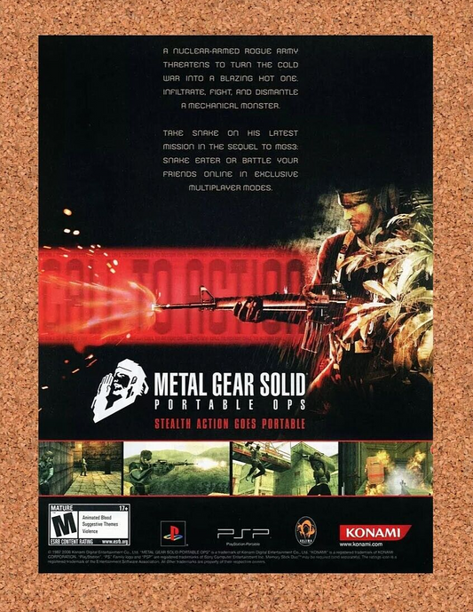 Metal Gear Solid PSP Portable Ops Original 2006 Ad Authentic Game Promo v2
