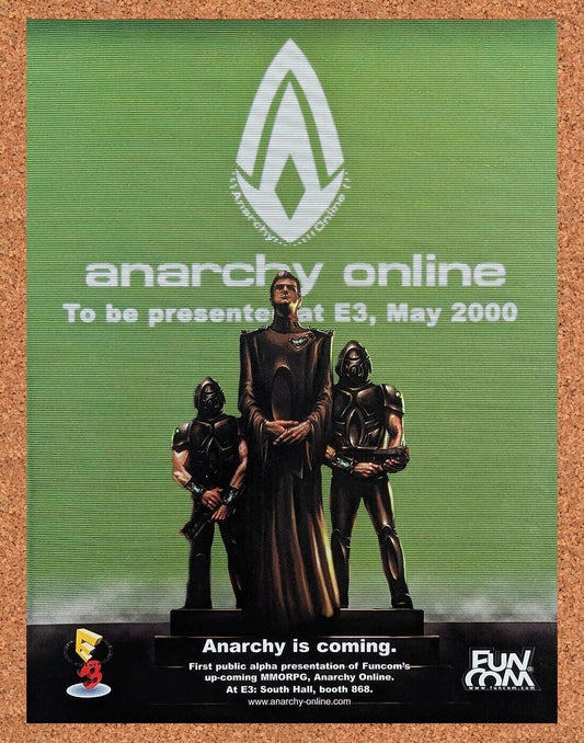 Anarchy Online PC Original 2001 Ad Authentic E3 Release Video Game Promo