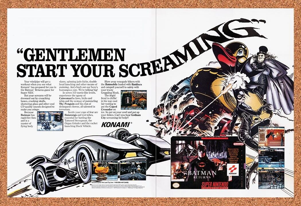 1993 Batman Returns SNES Original Advertisement / Retro Wall Art v3
