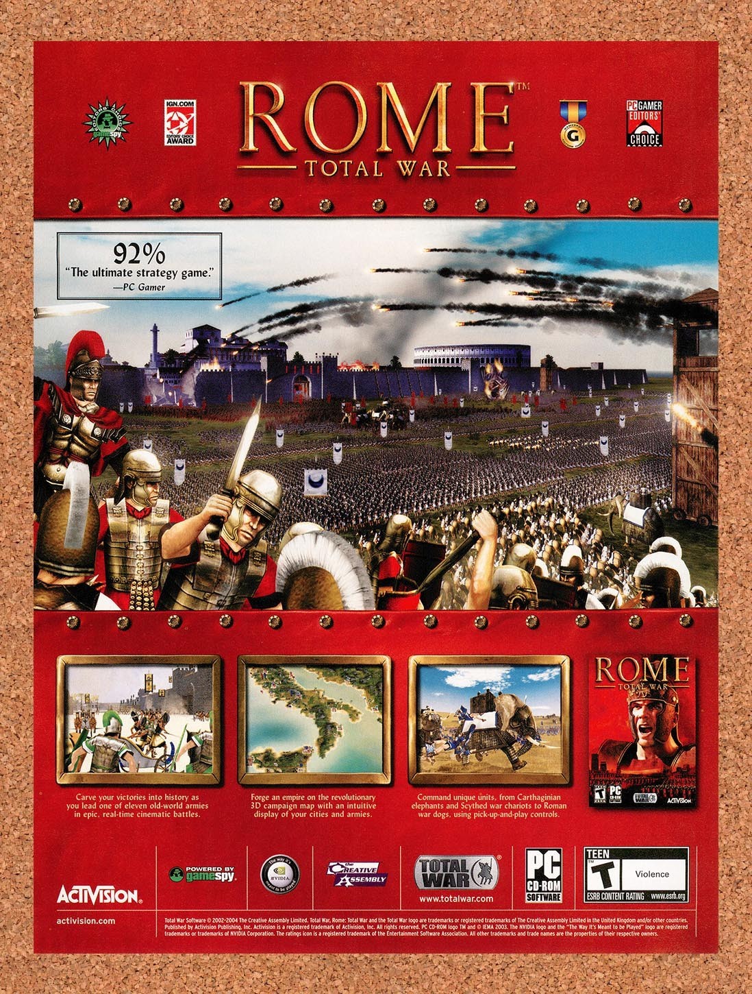 2004 Rome Total War PC Original Advertisement / Retro Promo v1