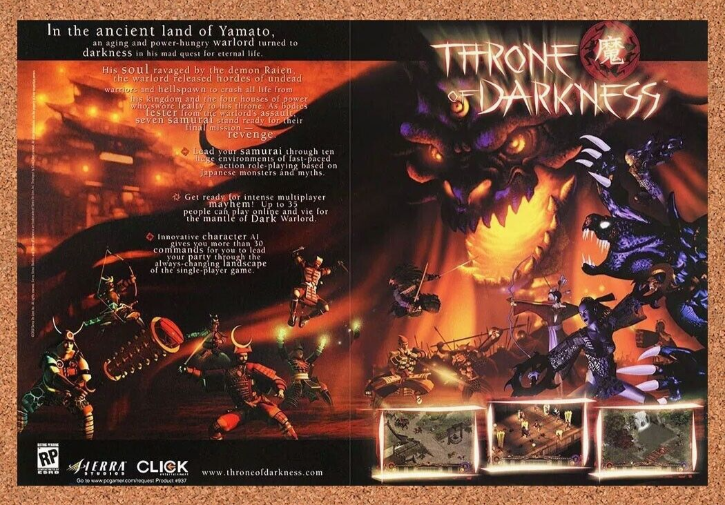 Throne Of Darkness PC Original 2002 Ad Authentic Sierra Diablo Video Game Promo