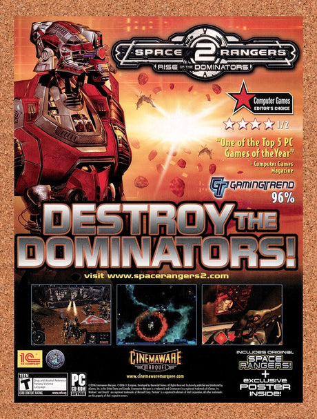 2006 Space Rangers 2 Rise Of The Dominators PC Original Ad / Retro Wall Art v1
