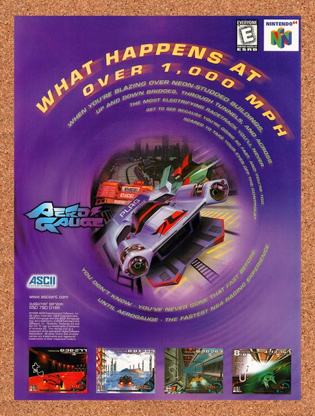 1998 Aero Gauge N64 Original Advertisement / Retro Wall Art v1