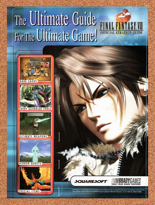 1998 Final Fantasy VIII Brady Games Strategy Guide Original Ad / Wall Art v6