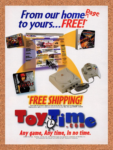 1999 Toy Time Order Video Games Online Original Ad / Retro Wall Art v1