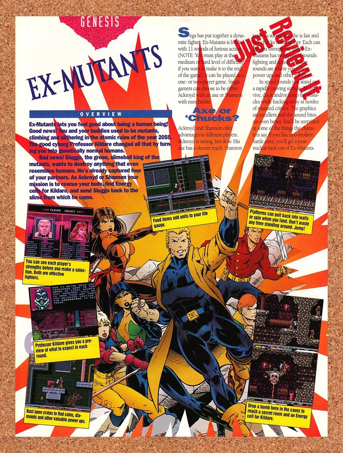 1992 Ex-Mutants Genesis Original Advertisement / Retro Promo vr1