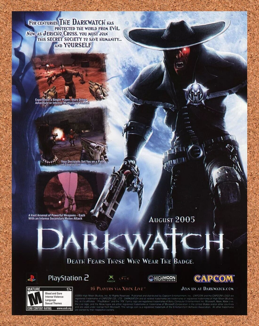 Darkwatch PS2 Original 2006 Ad Authentic Video Game Promo Artwork