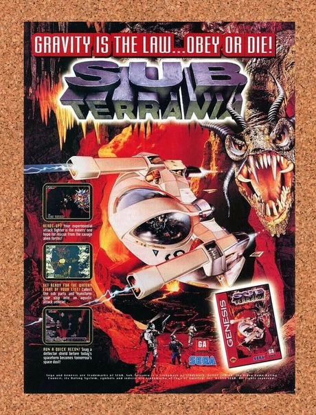 Sub Terrania Genesis Original 1996 Ad Authentic Retro Sega Video Game Promo