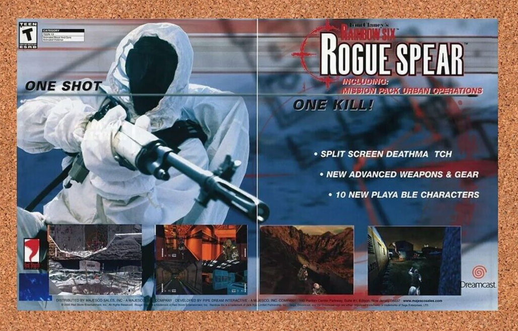 Rainbow Six Rogue Spear Dreamcast Original 2001 Ad Authentic Video Game Promo