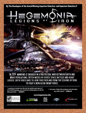 2002 Hegemonia Legions Of Iron PC Original Advertisement / Retro Promo v2