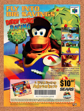 1998 Diddy Kong Racing Sears Coupon Original Advertisement / Retro Promo v2