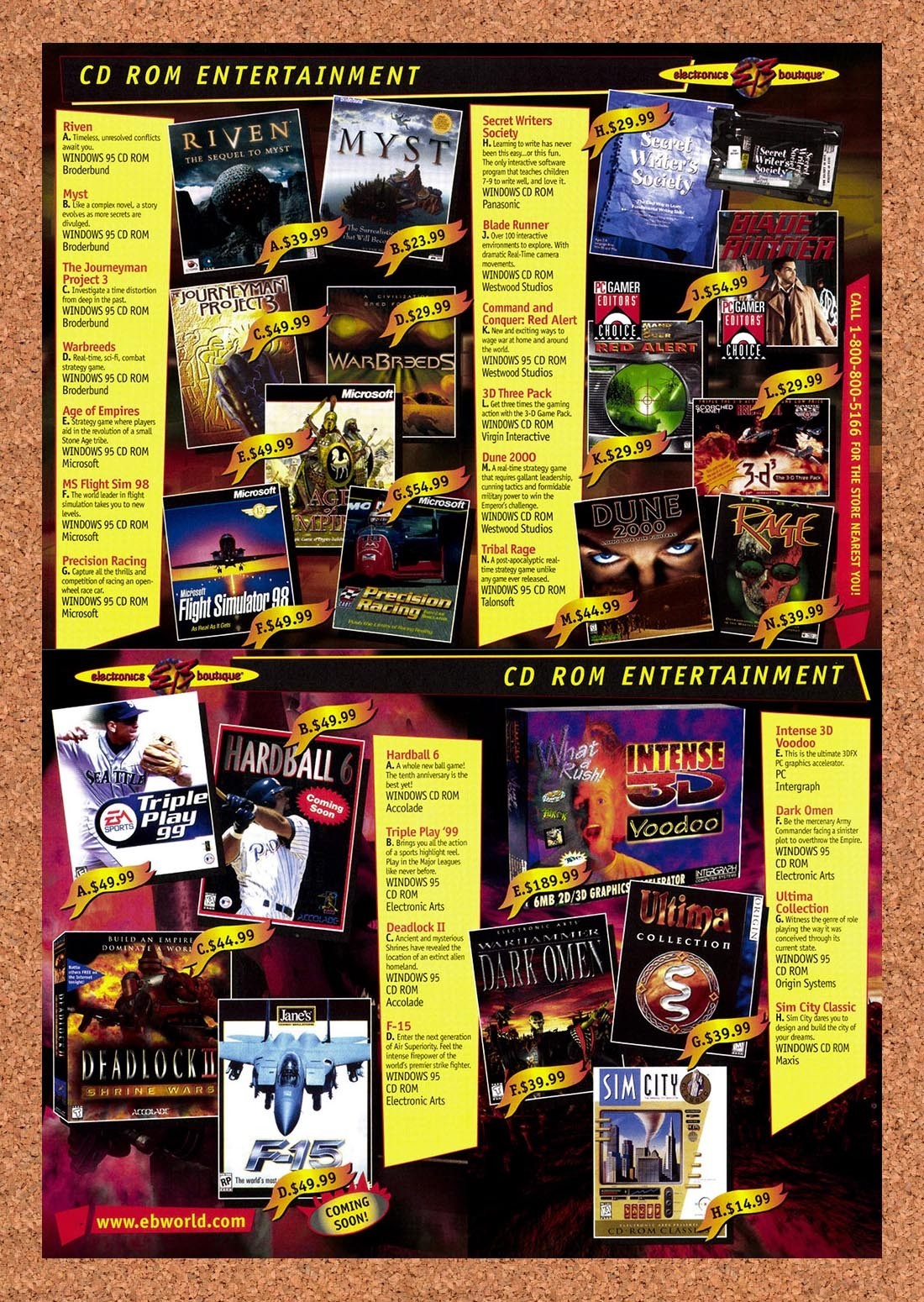 1998 EB World PC Games Original Advertisement / Retro Promo v1