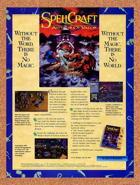 1992 SpellCraft Aspects Of Valor IBM Original Advertisement / Retro Promo v1