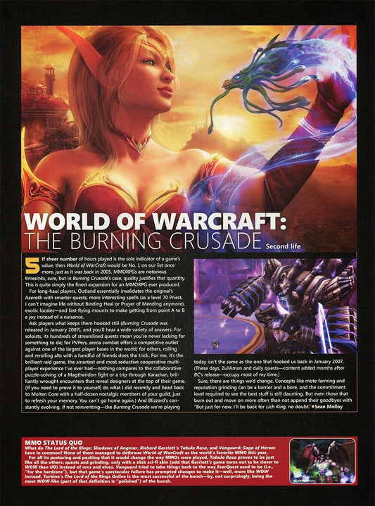 World Of WarCraft Burning Crusade PC Original 2009 Ad Authentic Video Game Promo