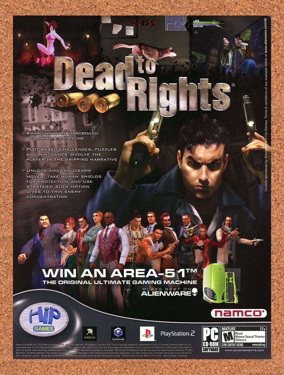 Dead To Rights PC Original 2005 Ad Authentic Alienware Contest Video Game Promo