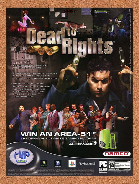 Dead To Rights PC Original 2005 Ad Authentic Alienware Contest Video Game Promo