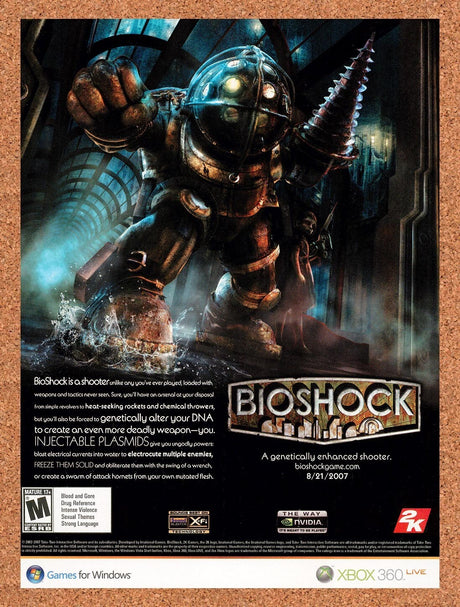 2007 Bioshock Xbox 360 Original Advertisement / Retro Wall Art v5