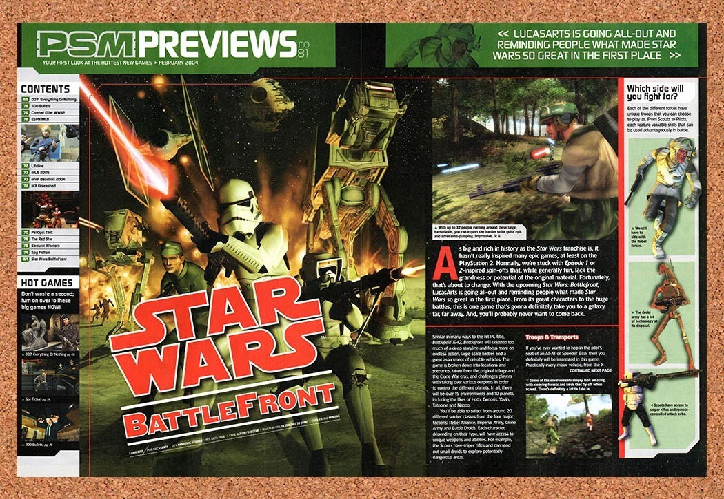 2004 Star Wars Battlefront PS2 Original Advertisement / Retro Promo vr1