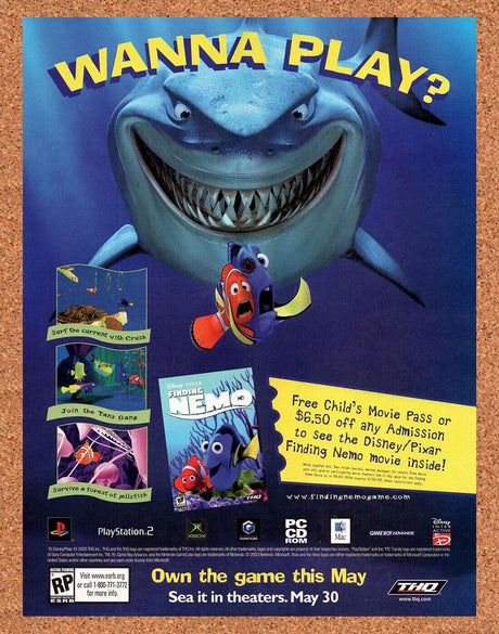 Finding Nemo PS2 Original 2003 Vintage Ad - Disney Movie Video Game Promo