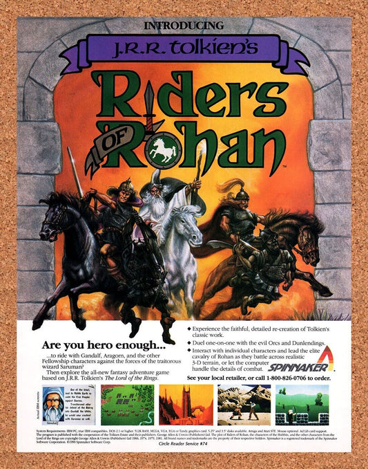 Riders Of Rohan IBM Original 1990 Vintage Ad - LOTR Video Game Promo